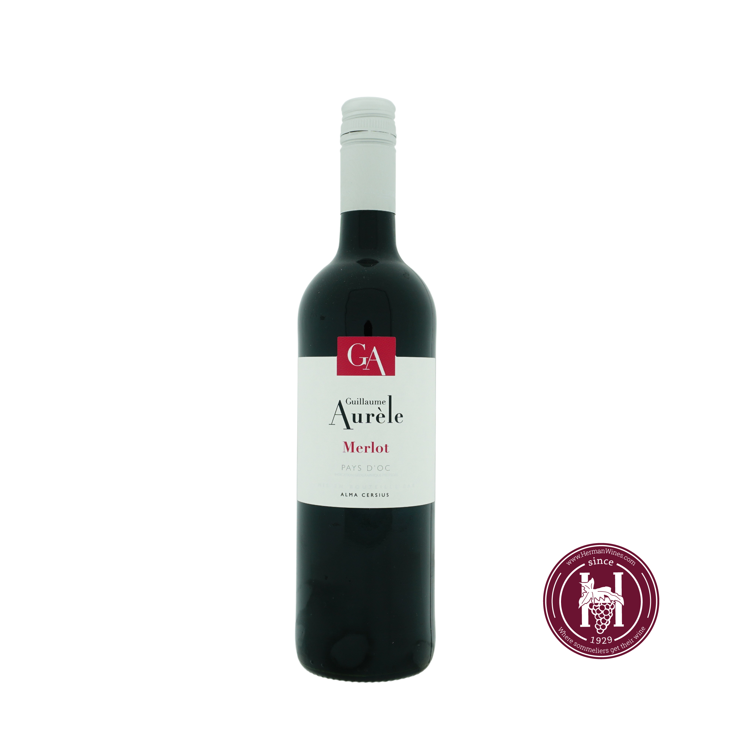 0.75L - - HermanWines Aurele, - Merlot – D\'Oc - - Languedoc-Roussillon Rood Frankrijk De Vin Guillaume Pays - 2021