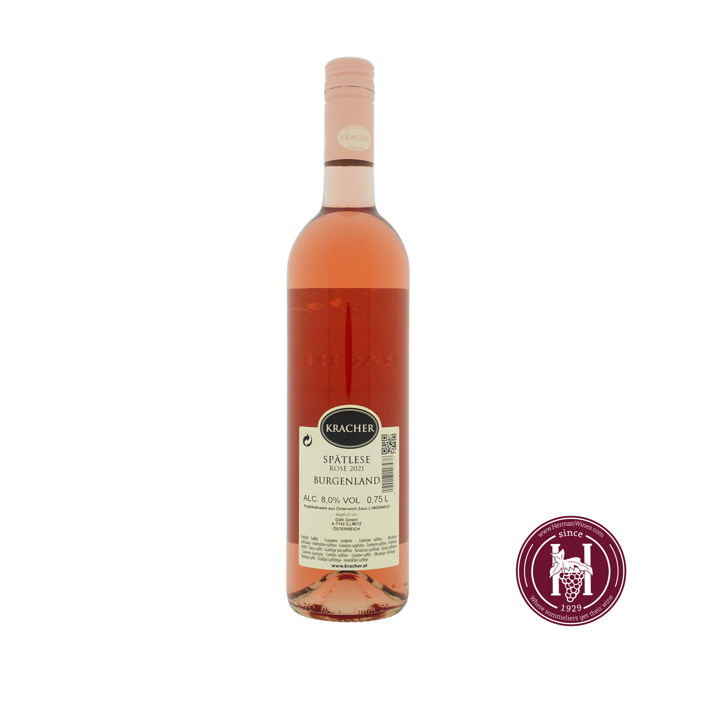 - Merlot Burgenland Oostenrijk Kracher - rosé - – 2021 0.75L - Burgenland HermanWines Alois - - Rosé spatlese