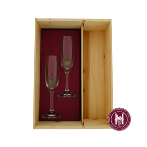 1-vaks magnum geschenkkist met schuifdeksel en champ.glas - HermanWines