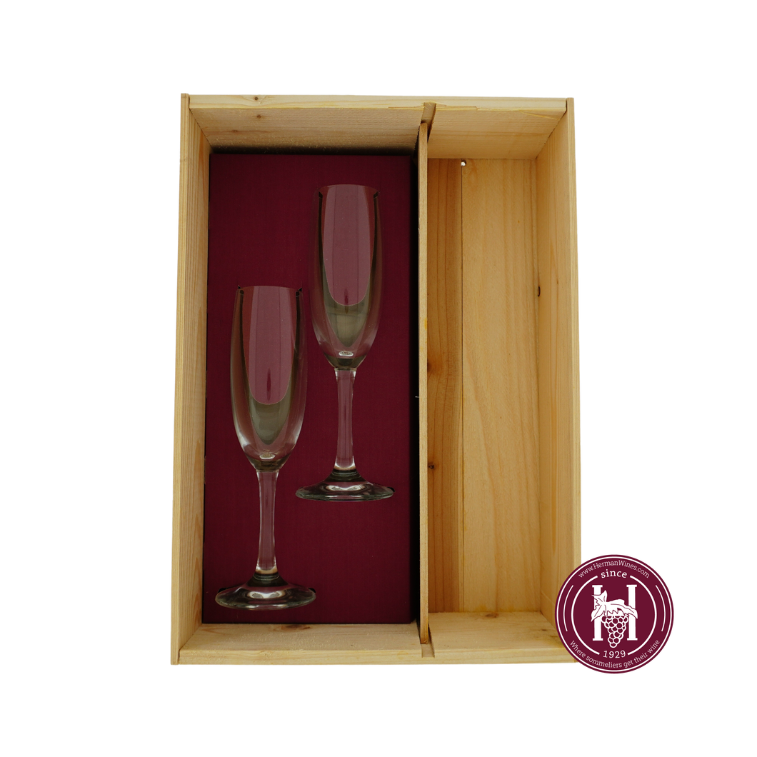 1-vaks magnum geschenkkist met schuifdeksel en champ.glas - HermanWines